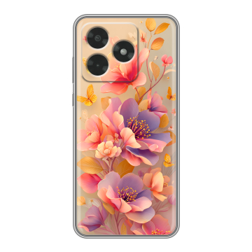 Силиконовый чехол на Honor X5c с принтом Цветы и бабочки