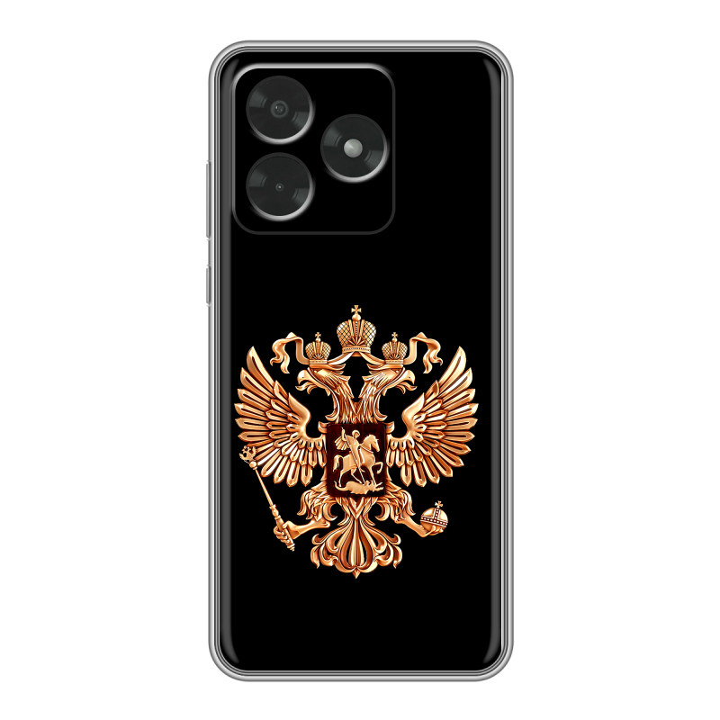 Силиконовый чехол на Honor X5c с принтом Герб России золотой Силиконовый чехол на Honor X5c с принтом Герб России золотой