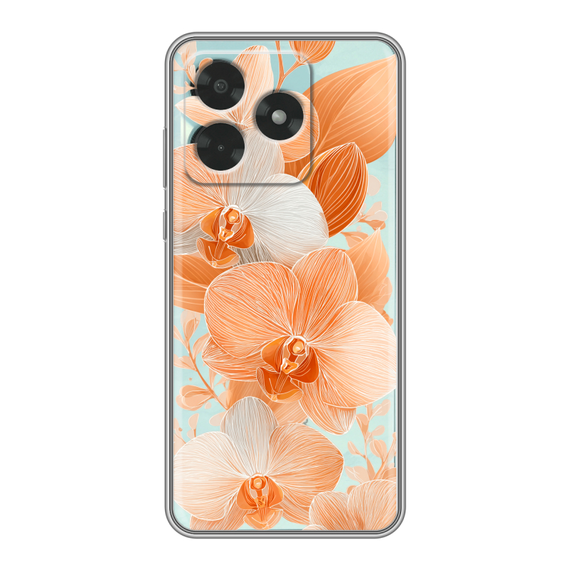 Силиконовый чехол на Honor X5c с принтом Бежевые цветы Силиконовый чехол на Honor X5c с принтом Бежевые цветы