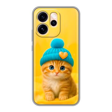 Силиконовый чехол на OPPO Reno15 Pro Max с принтом Котенок в шапке