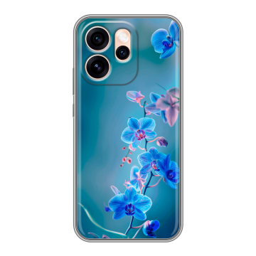 Силиконовый чехол на OPPO Reno15 Pro Max 5G с принтом Голубые цветы
