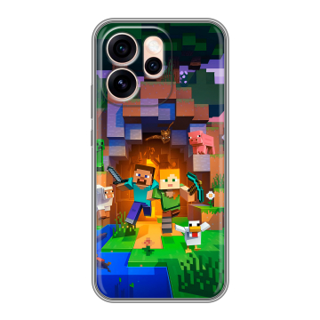Силиконовый чехол на OPPO Reno15 Pro Max с принтом Майнкрафт Minecraft Силиконовый чехол на OPPO Reno15 Pro Max с принтом Майнкрафт Minecraft