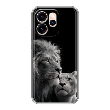 Силиконовый чехол на OPPO Reno15 Pro Max с принтом Лев кошки