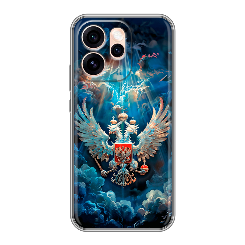 Силиконовый чехол на OPPO Reno15 Pro Max с принтом Герб флаг России Силиконовый чехол на OPPO Reno15 Pro Max с принтом Герб флаг России