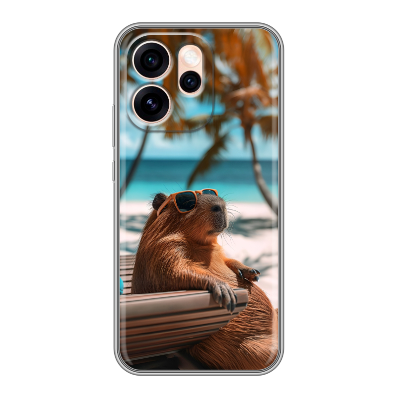 Силиконовый чехол на OPPO Reno15 Pro Max с принтом Капибара Силиконовый чехол на OPPO Reno15 Pro Max с принтом Капибара