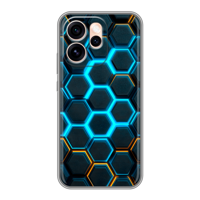 Силиконовый чехол на OPPO Reno15 Pro Max с принтом Неоновые соты Силиконовый чехол на OPPO Reno15 Pro Max с принтом Неоновые соты