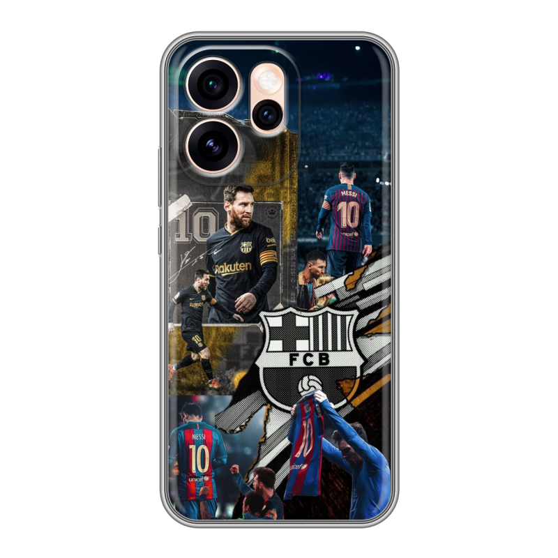 Силиконовый чехол на OPPO Reno15 Pro Max с принтом Messi Barcelona Силиконовый чехол на OPPO Reno15 Pro Max с принтом Messi Barcelona