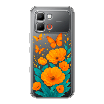 Силиконовый чехол на INFINIX Note Edge с принтом цветы бабочки