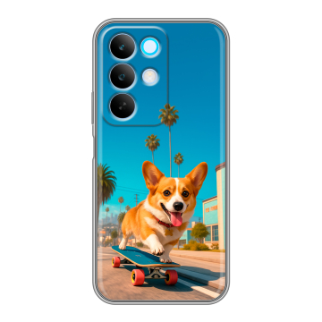 Силиконовый чехол на Realme C85 с принтом Корги на скейте Силиконовый чехол на Realme C85 с принтом Корги на скейте