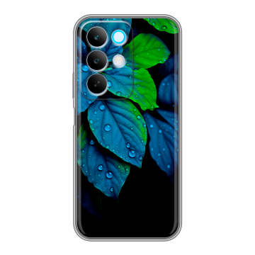 Силиконовый чехол на Realme C85 с принтом Листья и роса Силиконовый чехол на Realme C85 с принтом Листья и роса