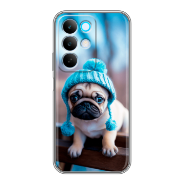 Силиконовый чехол на Realme C85 с принтом Мопс в шапке Силиконовый чехол на Realme C85 с принтом Мопс в шапке