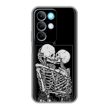 Силиконовый чехол на Realme C85 с принтом Поцелуй скелетов