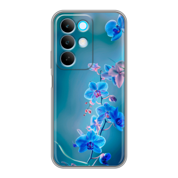 Силиконовый чехол на Realme C85 с принтом Голубые цветы