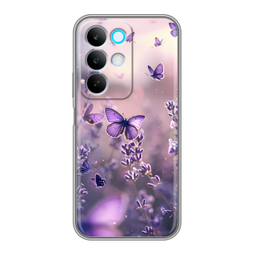 Силиконовый чехол на Realme C85 с принтом бабочки и лаванда