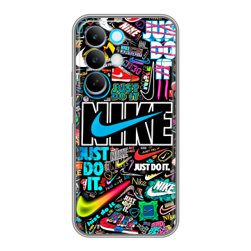 Силиконовый чехол на Realme C85 с принтом найк nike черный
