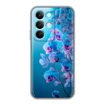 Силиконовый чехол на Realme C85 с принтом голубые орхидеи