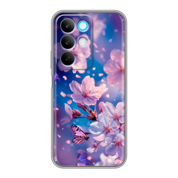 Силиконовый чехол на Realme C85 с принтом цветы бабочки