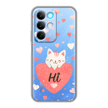 Силиконовый чехол на Realme C85 с принтом котенок и сердечко