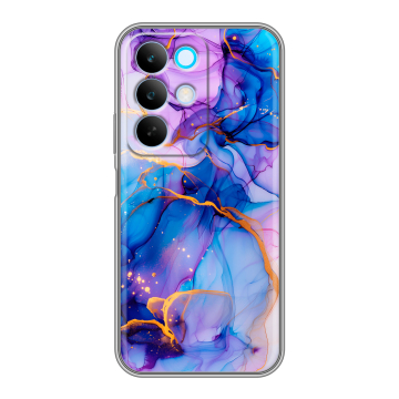 Силиконовый чехол на Realme C85 с принтом синий мрамор