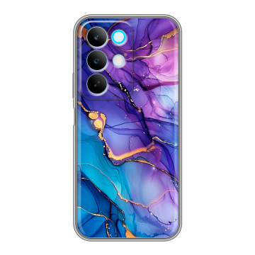 Силиконовый чехол на Realme C85 с принтом синий мрамор