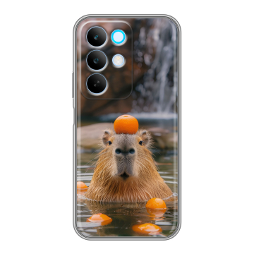 Силиконовый чехол на Realme C85 с принтом Капибара с апельсином Силиконовый чехол на Realme C85 с принтом Капибара с апельсином