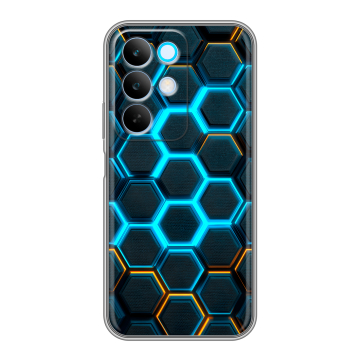 Силиконовый чехол на Realme C85 с принтом Неоновые соты