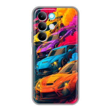 Силиконовый чехол на Realme C85 с принтом Тачки