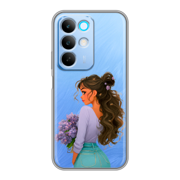Силиконовый чехол на Realme C85 с принтом девушка цветы Силиконовый чехол на Realme C85 с принтом девушка цветы