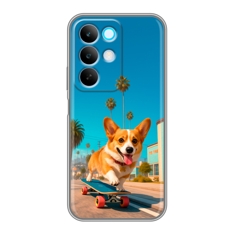 Силиконовый чехол на Realme C85 с принтом Корги на скейте Силиконовый чехол на Realme C85 с принтом Корги на скейте