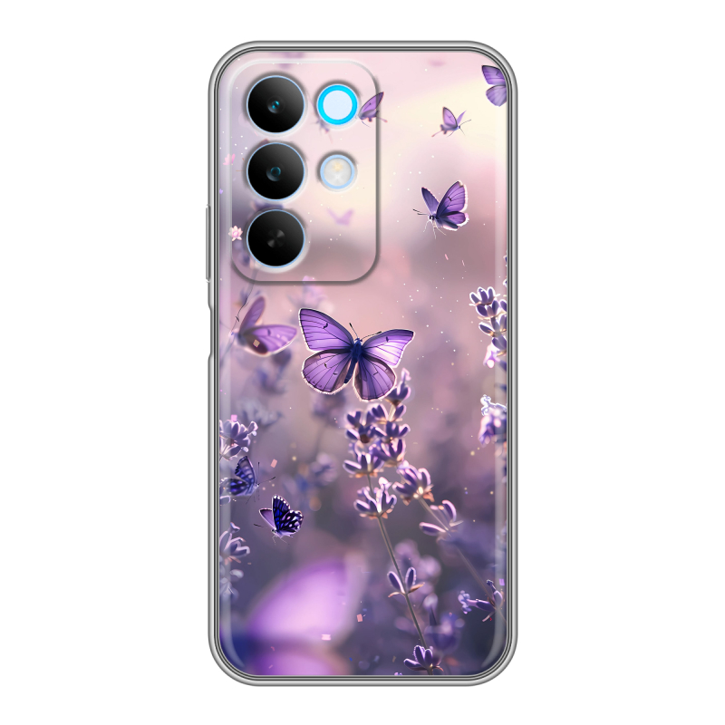 Силиконовый чехол на Realme C85 с принтом бабочки и лаванда Силиконовый чехол на Realme C85 с принтом бабочки и лаванда