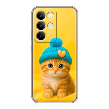 Силиконовый чехол на Realme C85 Pro с принтом Котенок в шапке