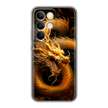 Силиконовый чехол на Realme C85 Pro с принтом Золотой дракон