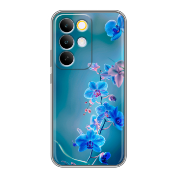 Силиконовый чехол на Realme C85 Pro с принтом Голубые цветы