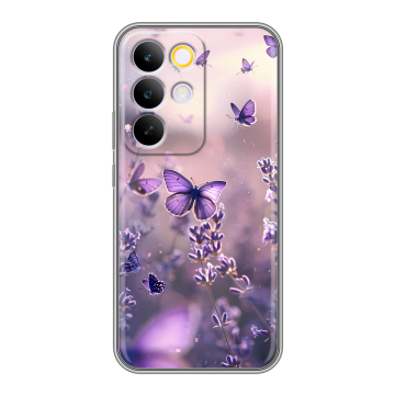 Силиконовый чехол на Realme C85 Pro с принтом бабочки и лаванда