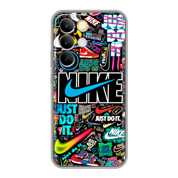 Силиконовый чехол на Realme C85 Pro с принтом найк nike черный