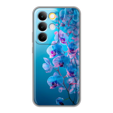 Силиконовый чехол на Realme C85 Pro с принтом голубые орхидеи Силиконовый чехол на Realme C85 Pro с принтом голубые орхидеи