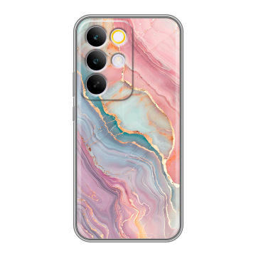 Силиконовый чехол на Realme C85 Pro с принтом розовый мрамор