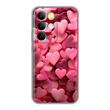 Силиконовый чехол на Realme C85 Pro с принтом розовые сердечки Силиконовый чехол на Realme C85 Pro с принтом розовые сердечки