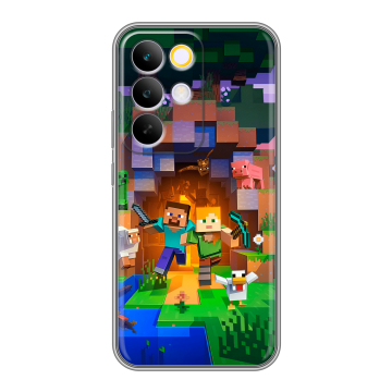 Силиконовый чехол на Realme C85 Pro с принтом Майнкрафт Minecraft