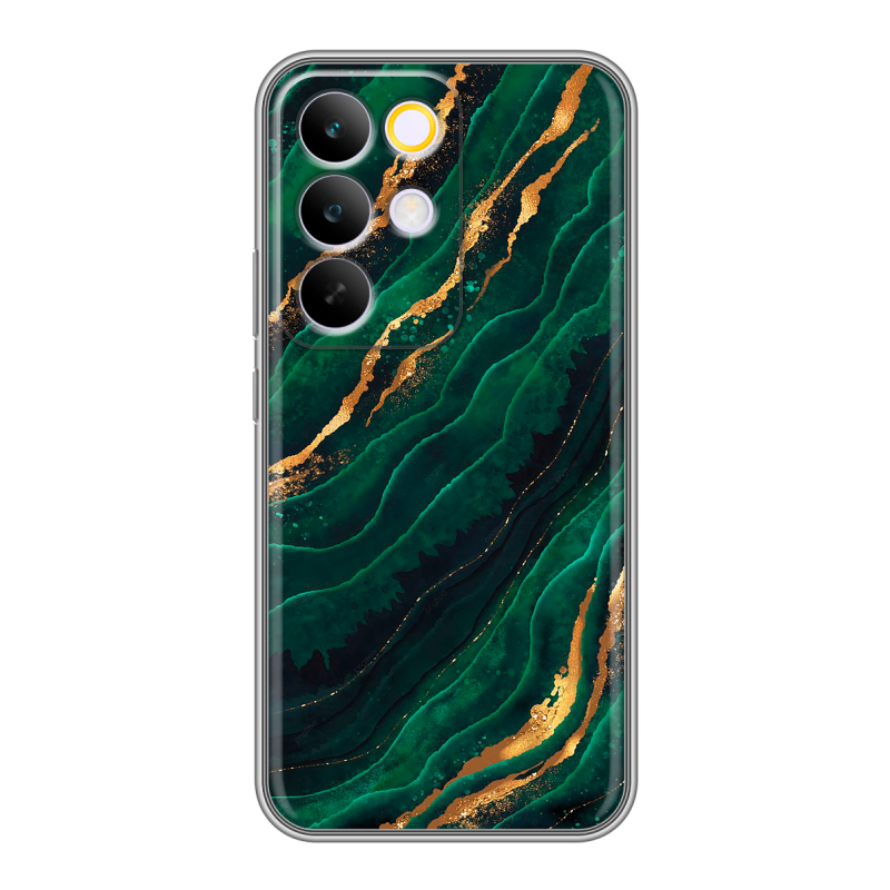 Силиконовый чехол на Realme C85 Pro с принтом Мрамор зеленое золото Силиконовый чехол на Realme C85 Pro с принтом Мрамор зеленое золото