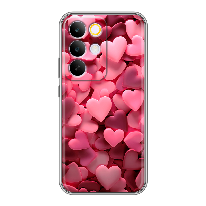 Силиконовый чехол на Realme C85 Pro с принтом розовые сердечки Силиконовый чехол на Realme C85 Pro с принтом розовые сердечки