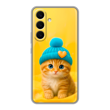 Силиконовый чехол на Samsung Galaxy S26 Plus с принтом Котенок в шапке Силиконовый чехол на Samsung Galaxy S26 Plus с принтом Котенок в шапке