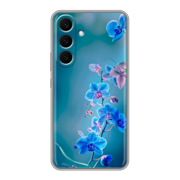 Силиконовый чехол на Samsung Galaxy S26 Plus с принтом Голубые цветы Силиконовый чехол на Samsung Galaxy S26 Plus с принтом Голубые цветы