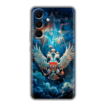 Силиконовый чехол на Samsung Galaxy S26 Plus с принтом Герб флаг России Силиконовый чехол на Samsung Galaxy S26 Plus с принтом Герб флаг России