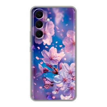 Силиконовый чехол на Samsung Galaxy S26 Plus с принтом цветы бабочки Силиконовый чехол на Samsung Galaxy S26 Plus с принтом цветы бабочки
