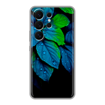 Силиконовый чехол на Samsung Galaxy S26 Ultra с принтом Листья и роса