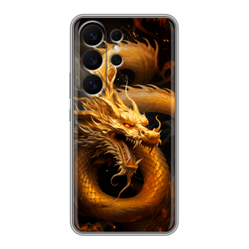 Силиконовый чехол на Samsung Galaxy S26 Ultra с принтом Золотой дракон