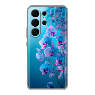 Силиконовый чехол на Samsung Galaxy S26 Ultra с принтом голубые орхидеи Силиконовый чехол на Samsung Galaxy S26 Ultra с принтом голубые орхидеи