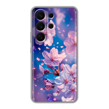 Силиконовый чехол на Samsung Galaxy S26 Ultra с принтом цветы бабочки Силиконовый чехол на Samsung Galaxy S26 Ultra с принтом цветы бабочки