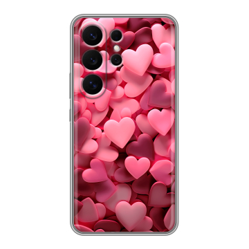 Силиконовый чехол на Samsung Galaxy S26 Ultra с принтом розовые сердечки